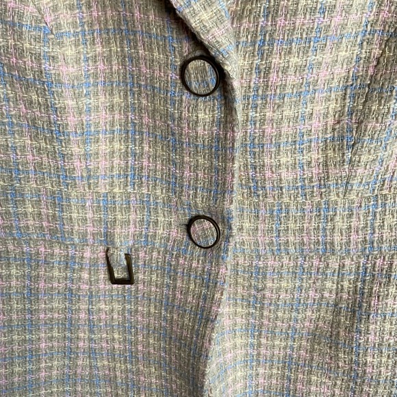 Sandra Womens 2P Pastel Colored Tweed Button Up Blazer Jacket Chic Office Wear - Picture 3 of 5